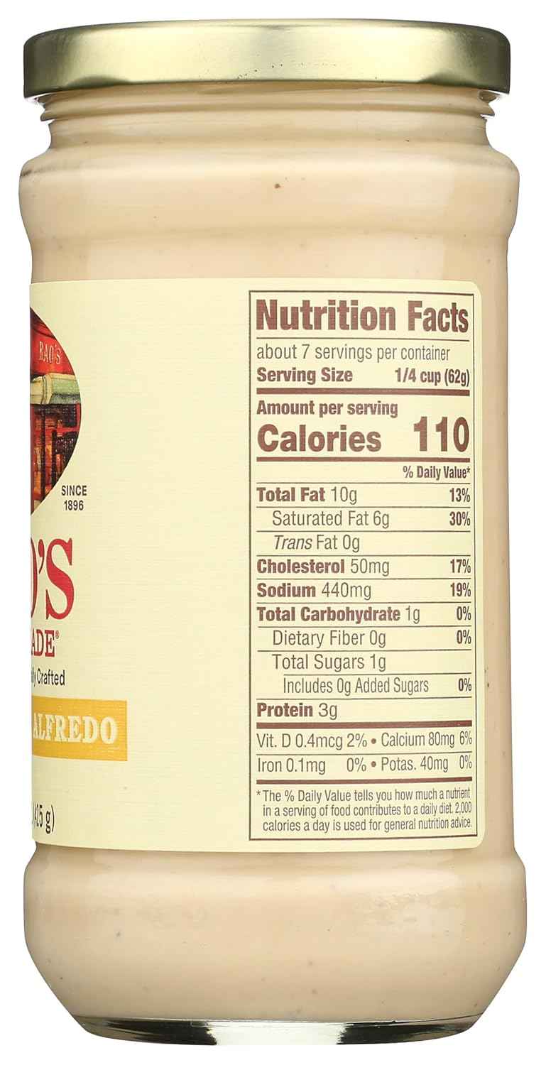 Rao's Four Cheese Alfredo Sauce 15 oz – Carb-Conscious Cream Sauce for Keto and Low-Carb Lifestyles
