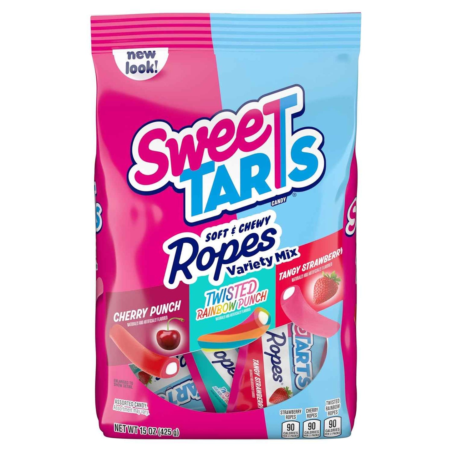 SweeTARTS Ropes Soft Chewy Candy 15 oz – After-School Treat for Kids with Tangy Cherry, Rainbow, and Strawberry Flavors