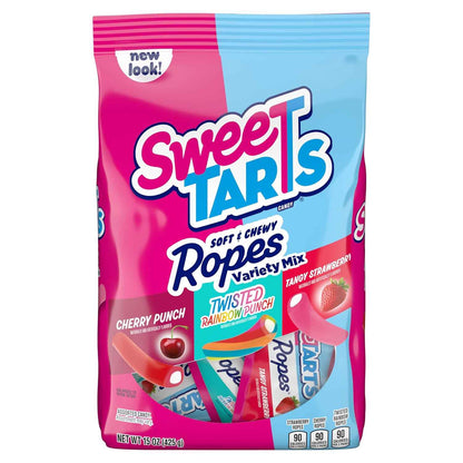 SweeTARTS Ropes Soft Chewy Candy 15 oz – After-School Treat for Kids with Tangy Cherry, Rainbow, and Strawberry Flavors