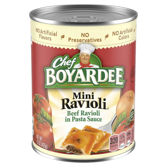 Chef Boyardee Mini Beef Ravioli, Practical Care Package Gift for College Move-In Day, 15 oz Can