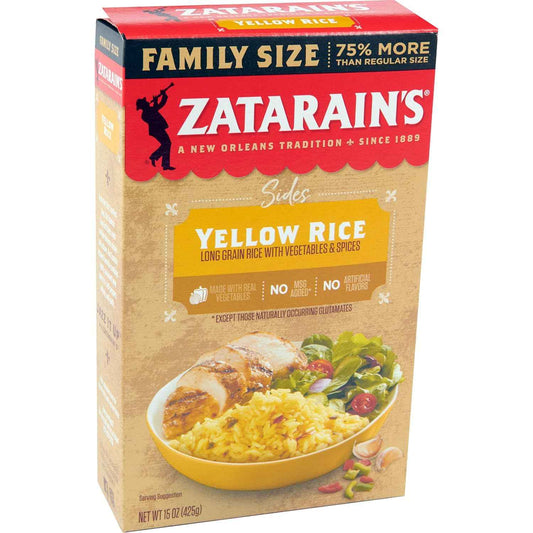 Zatarain's Family Size Yellow Rice, 15 oz – Pantry Staple for Burrito Bowls and Sunday Dinners
