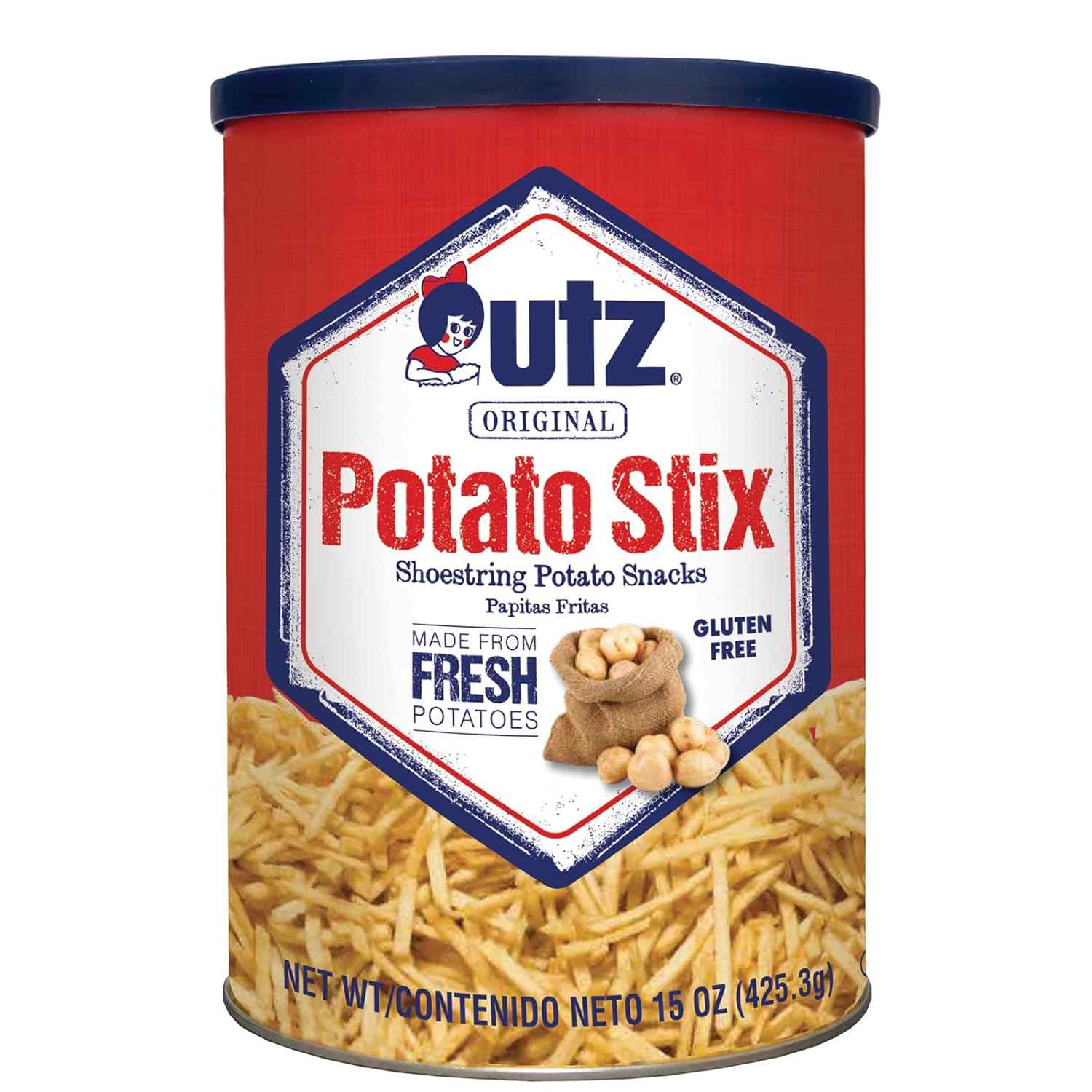 Utz Potato Stix, Original – After-School Snack for Kids, 15 Oz Resealable Canister