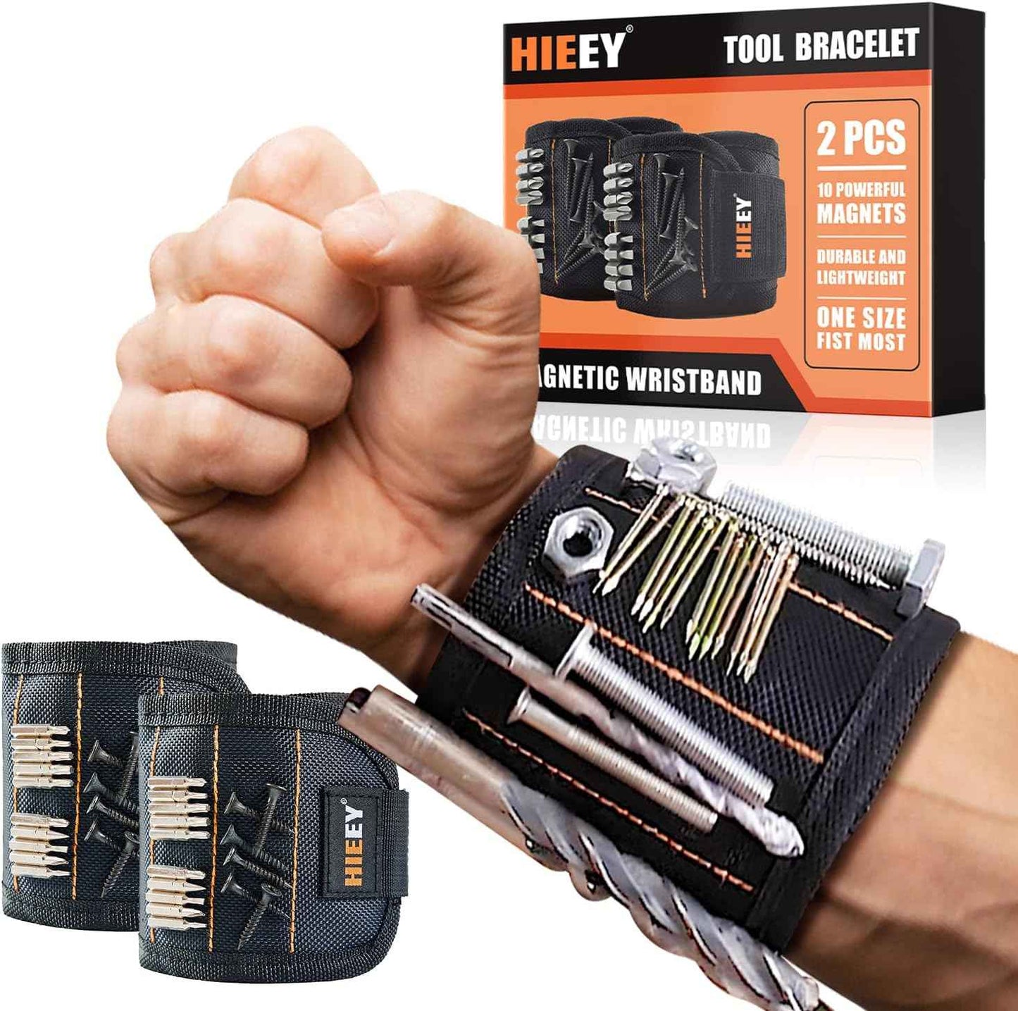 HIEEY 2 Pack Magnetic Wristband for Holding Screws – Thoughtful Birthday Gift for Dad Husband Him, Cool Stocking Stuffer Gadgets for Men Who Have Everything
