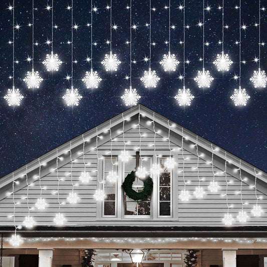 Lumiluxe Family Room Snowflake Curtain – Playroom and Toddler Room Decor, No Flame No Heat LED Design