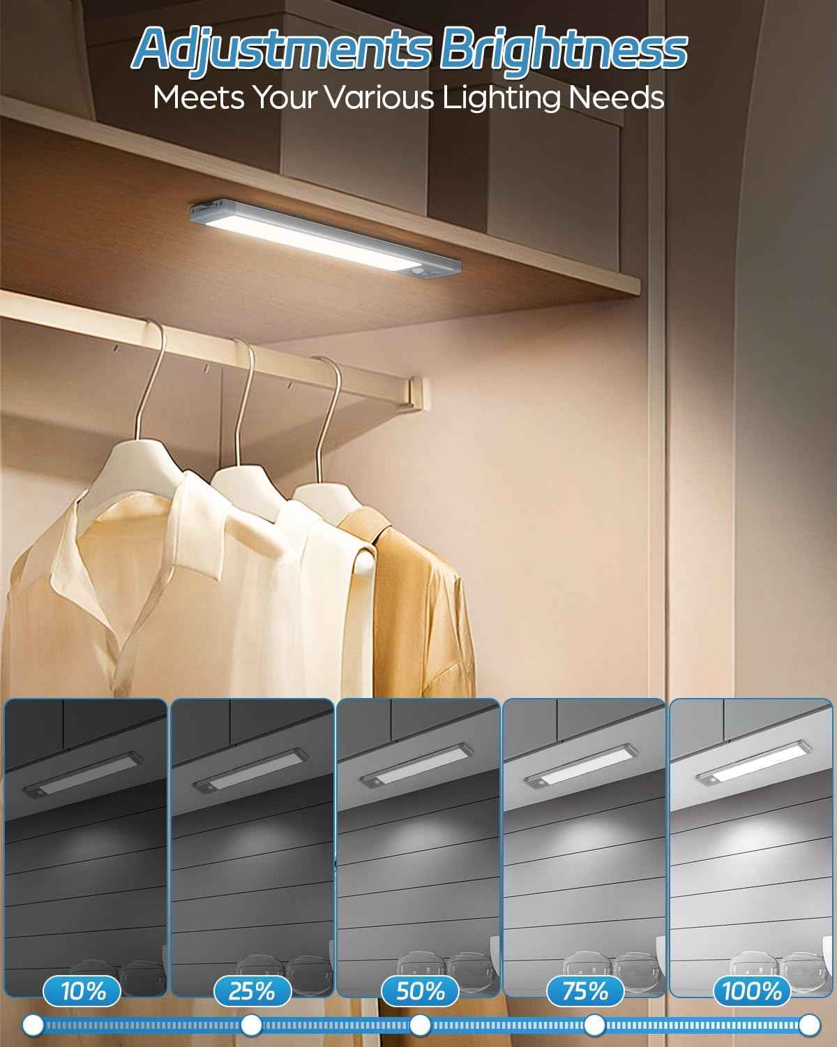HIBOITEC Motion Sensor Light Bar – Safer Nighttime Stair Lighting for Elderly, Rechargeable Wireless Under-Step Light 2-Pack