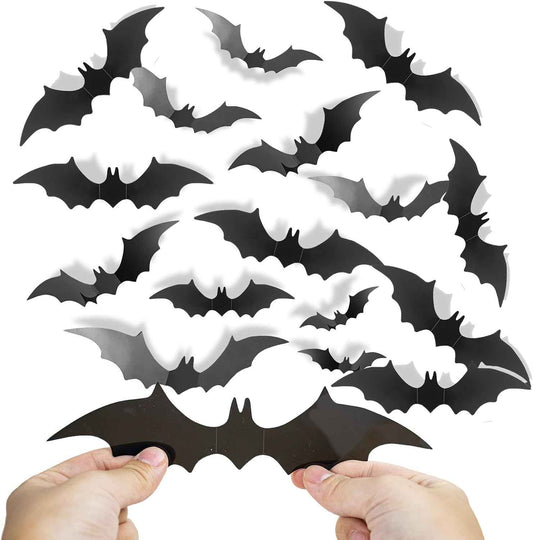 Elegantly Halloween Big Size Bat Silhouette Set – Immersive Haunted House Wall Display for Entryway and Staircase, Modern Gothic Home Halloween Styling