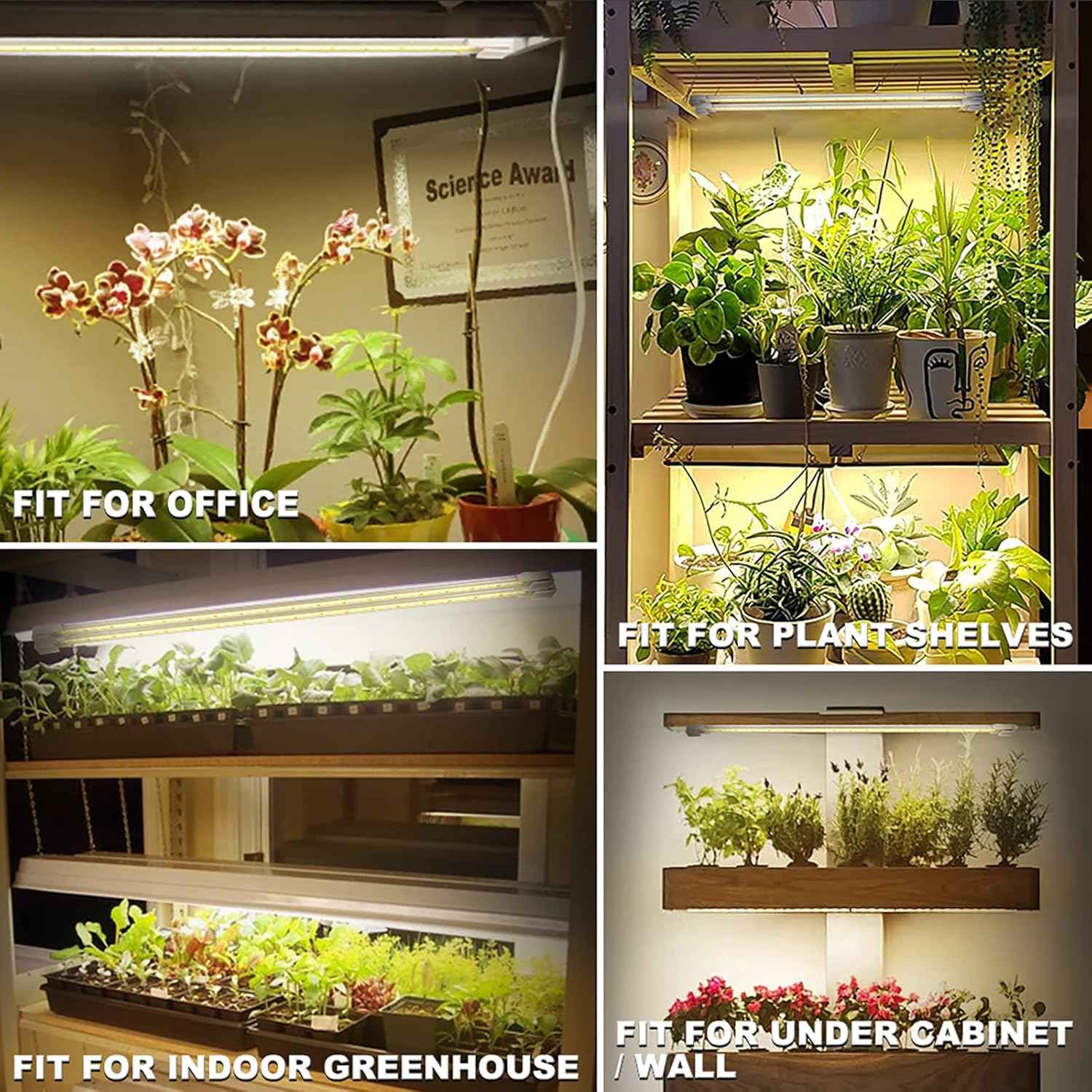 Mosthink LED Plant Grow Light Strips – Designer Living Room Shelf Accent for Houseplants, Purple and White Finishes
