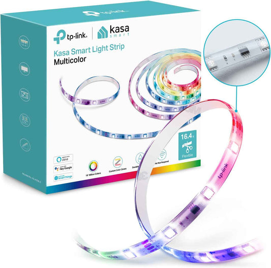 Kasa Smart LED Light Strip 50 Color Zones RGBIC – Living Room Accent Lighting, 16.4ft Trimmable Wi-Fi Strip for Home Decor