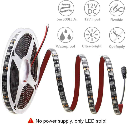 ALITOVE IP65 Blue LED Strip Light for Outdoor Dining and Camping, 12V Waterproof 5050 300 LEDs, 16.4ft
