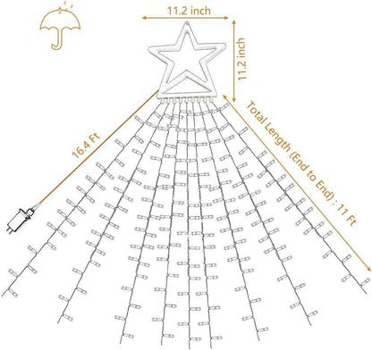 Brightown Cascading Star Lights – Durable 320 LED Set for Backyard Holiday Displays and Outdoor Party Ambiance