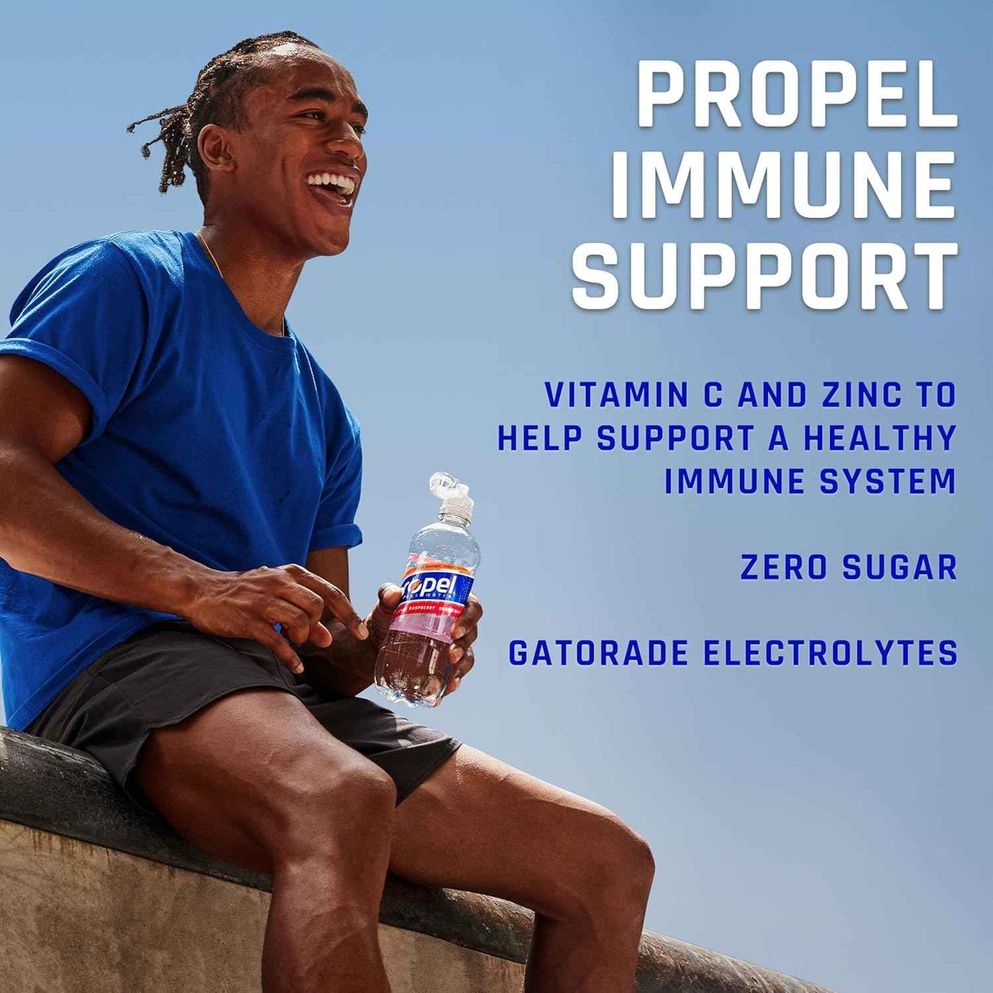 Propel Immune Support Water – Desk-Side Hydration for Focused Workdays in the Home Office, Pine Peach 12 Pack