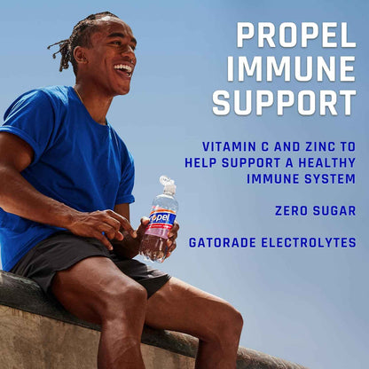 Propel Immune Support Water – Desk-Side Hydration for Focused Workdays in the Home Office, Pine Peach 12 Pack