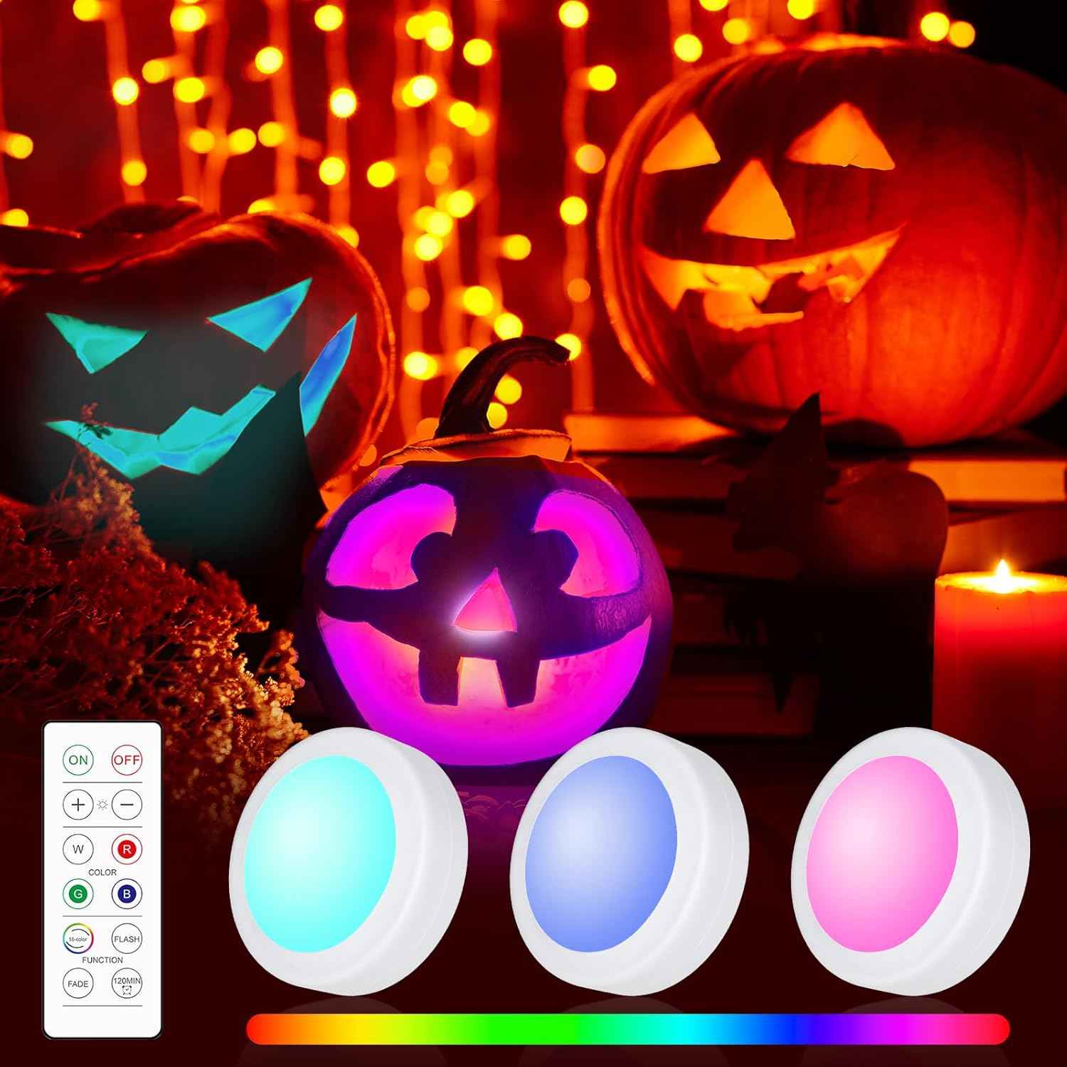 Yiliaw Kids Night Light Pucks – Color-Changing Bedroom Lighting for Nursery and Playroom, Remote Controlled
