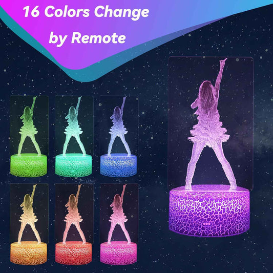 Pop Star Acrylic Night Light – Personalized Birthday Gift for Girls, 16 Color Remote Control Lamp