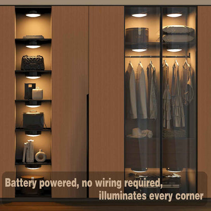 ILYXY Battery Operated Puck Lights with Remote for Safe Stairway Nightlight, Flameless Stick-On Lights with Auto Shutoff Timer