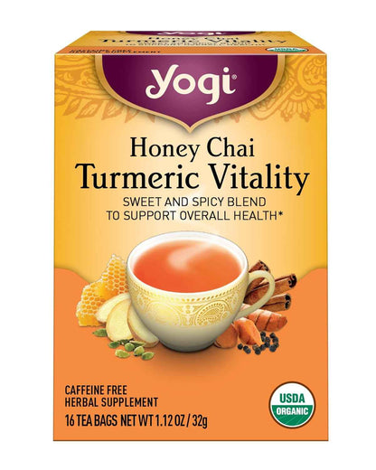 Yogi Tea Honey Chai Turmeric Vitality – Ayurvedic Warm Spice Blend for Post-Yoga Grounding and Meditation Moments
