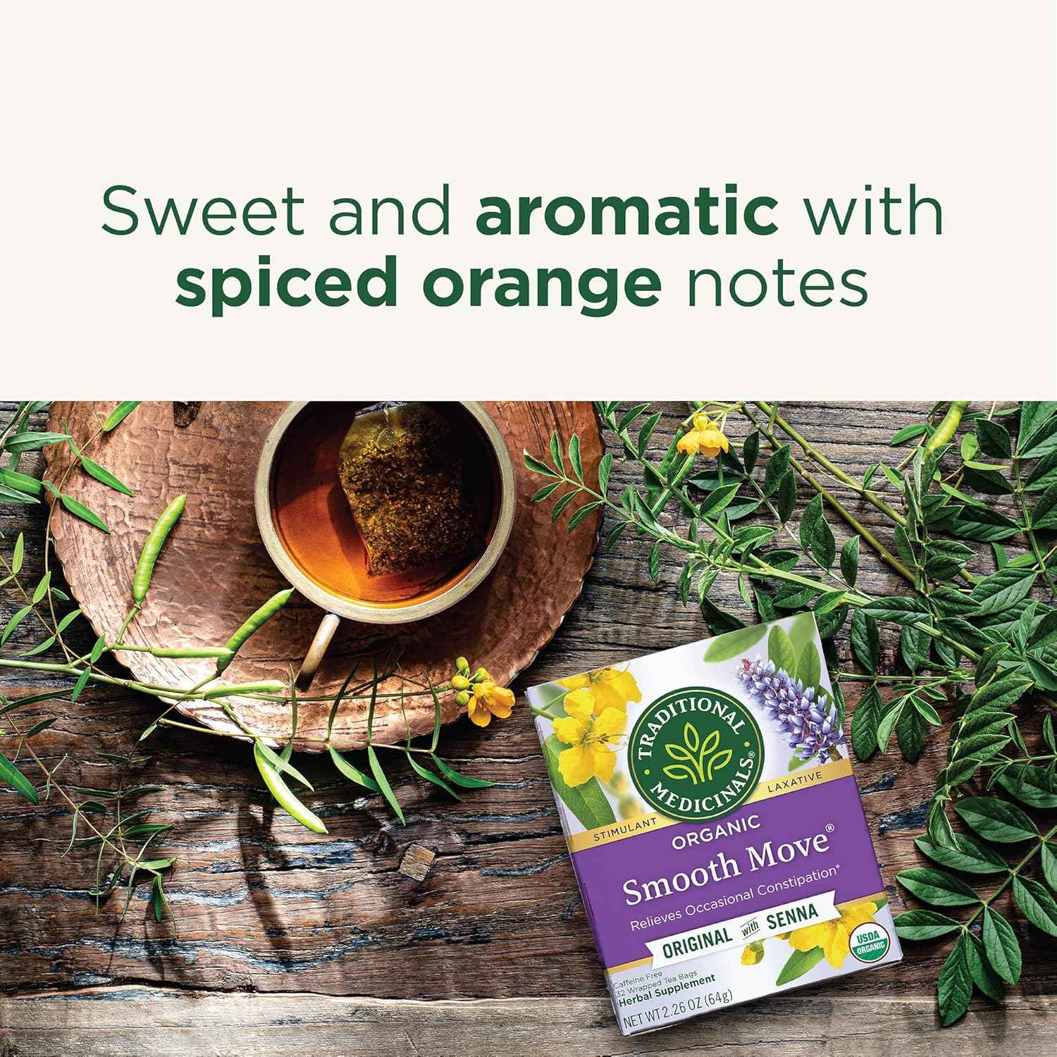 Traditional Medicinals Smooth Move – Cramp-Reduced, Caffeine-Free Laxative Tea Without Harsh Stimulants