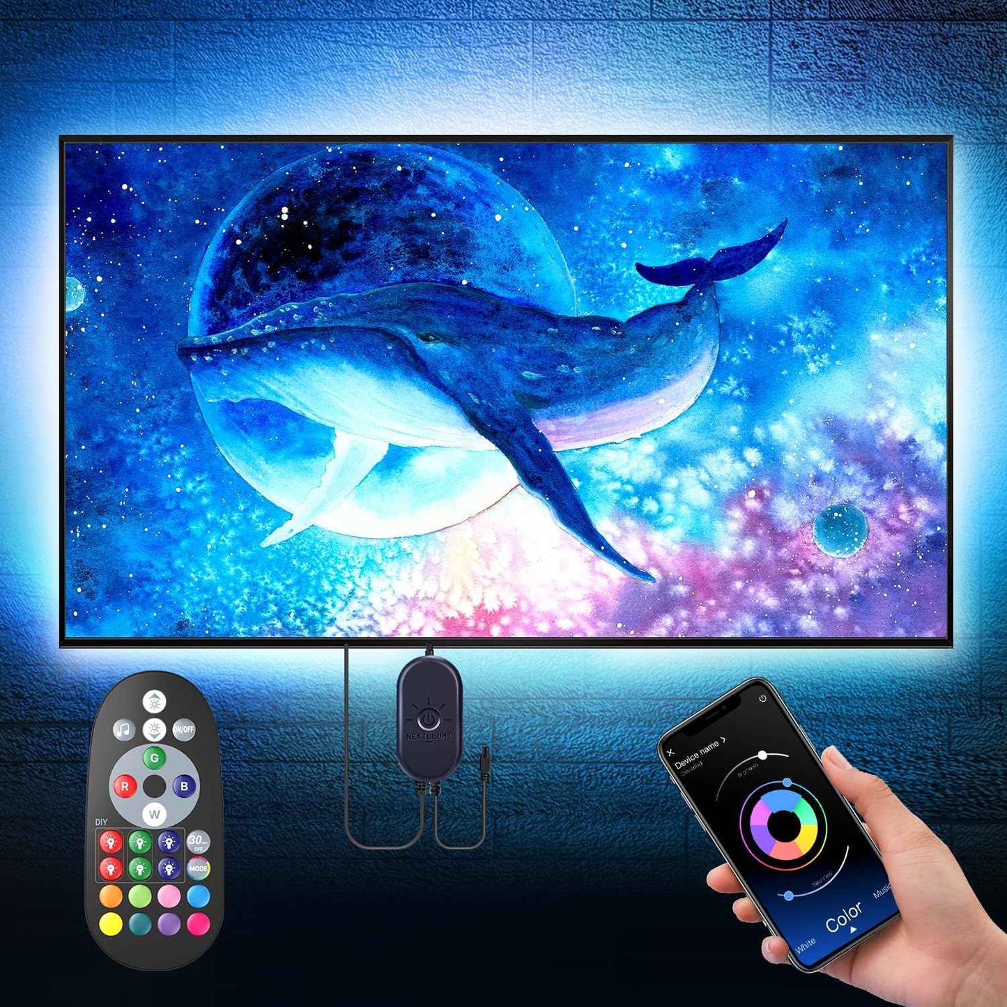 Nexillumi LED TV Backlight – Calming Bedroom Wind-Down Lighting for Evening Self-Care Routine