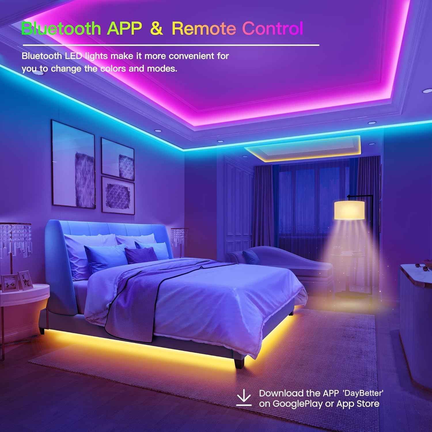 GUPUP LED Strip Lights – Ambient Bedroom Decor, Color Changing Mood Lighting