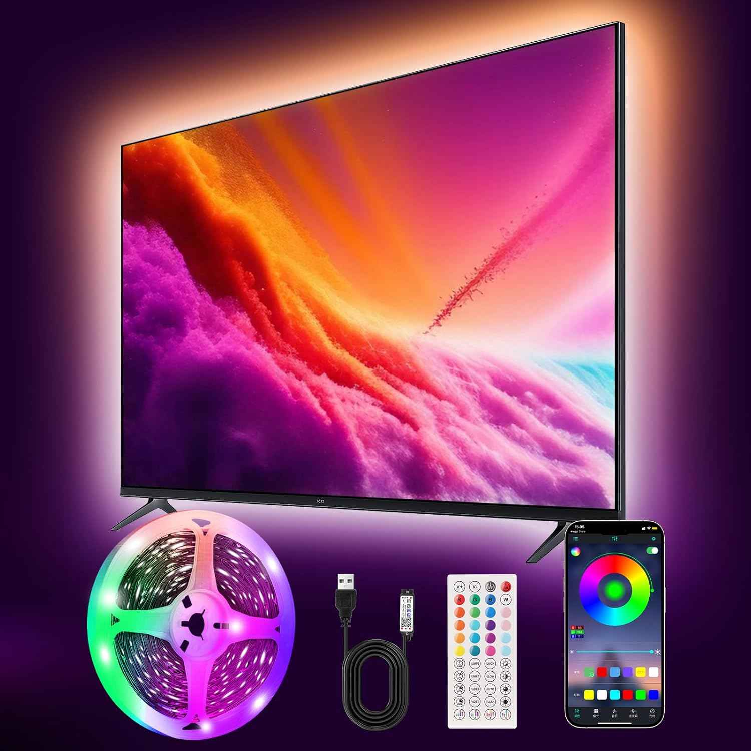 PSTAR LED Strip Lights for Bedtime Wind Down Routine, Calm Dimmable RGB Lighting for Bedroom and Sleep Sanctuary
