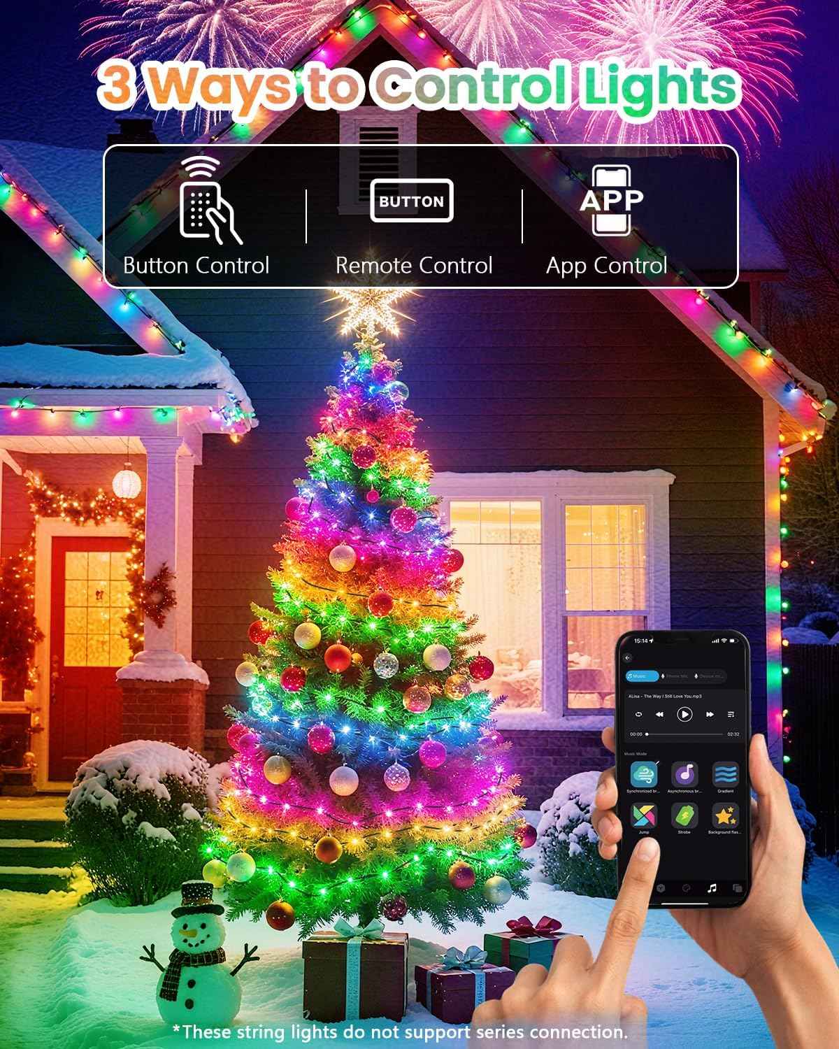 LumifyHome Waterproof String Lights – Patio Party Lighting, 82ft IP44 RGB Outdoor Twinkle Lights with App