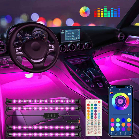 Keepsmile Interior Car Lights – Birthday Gift for Car Lovers, RGB Under Dash Lighting with Music Sync