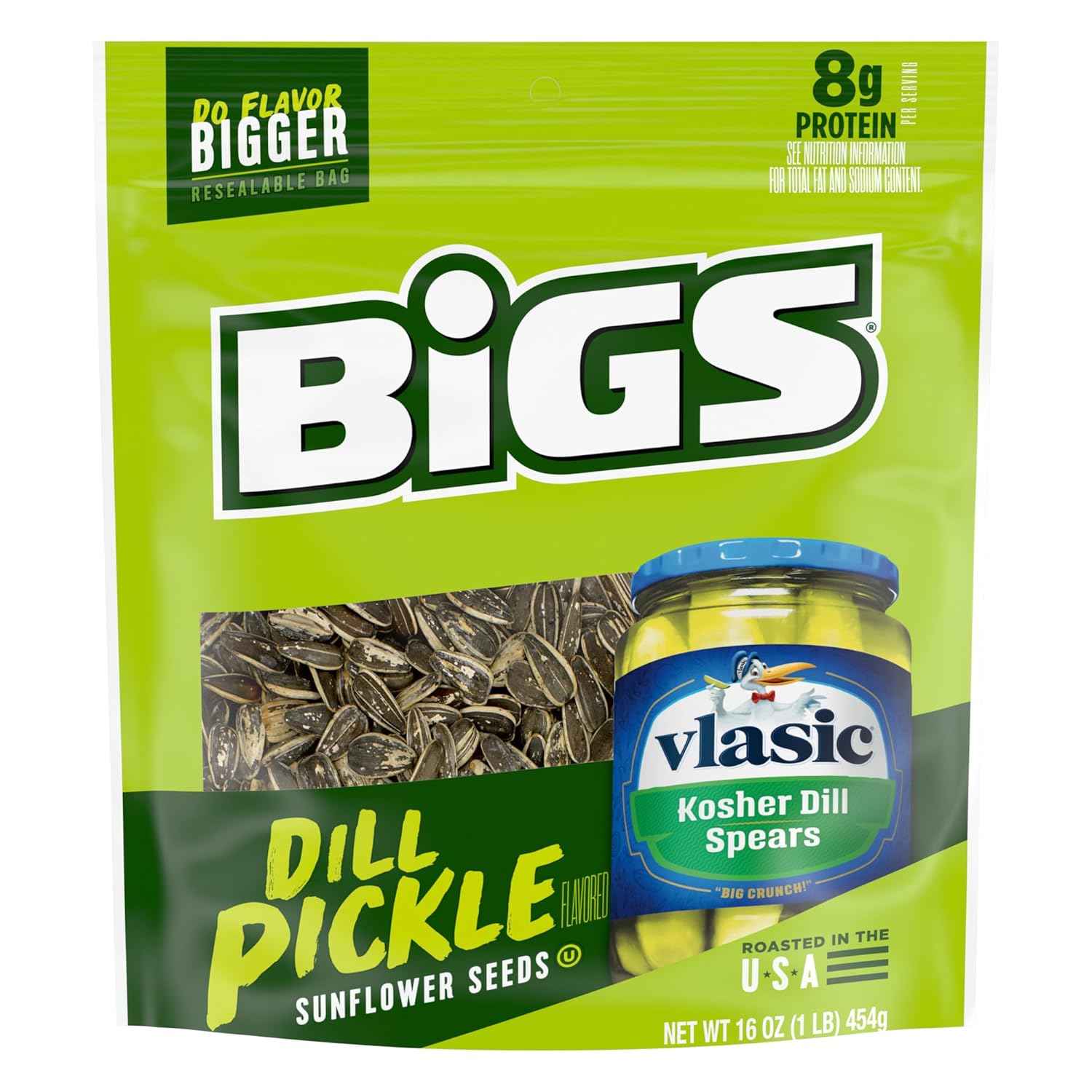 BIGS Sunflower Seeds Vlasic Dill Pickle 16 oz – Nut Free Gym Bag Snack for Allergy Safe Crunch