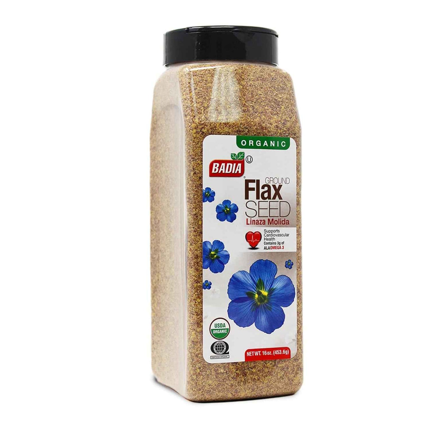 Badia Organic Ground Flax Seed, 16 oz – Hormone Balance and Hot Flash Relief Fiber Supplement for Women in Perimenopause and Menopause