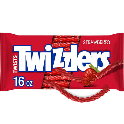 TWIZZLERS Strawberry Twists Candy Bag – Not-Too-Sweet Chew for Calming Wind-Down Rituals, 16 oz