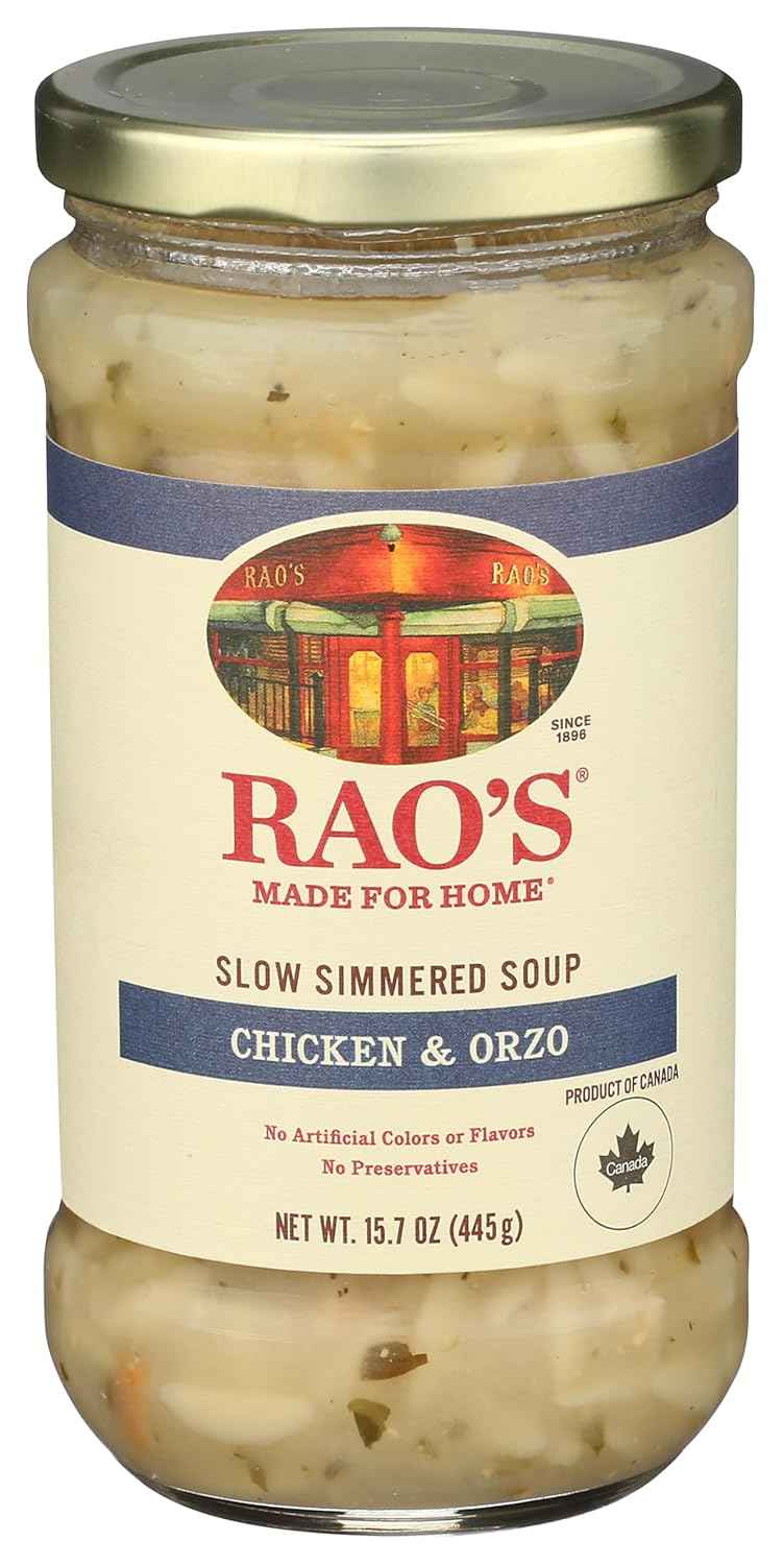 Rao's Made for Home Chicken Orzo Soup – Quick Desk Lunch for Busy Professionals, Heat-and-Serve in Minutes