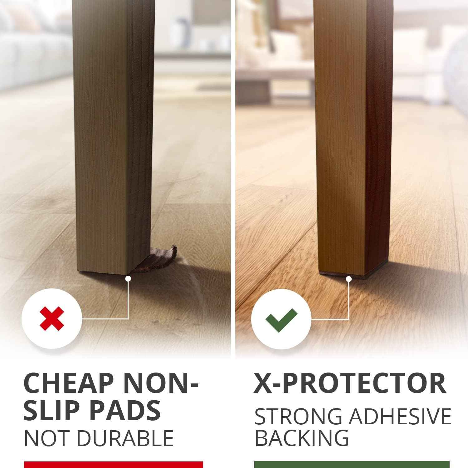 X-PROTECTOR Non Slip Furniture Pads – Minimalist Floor Protector, Clean Lines Under Every Chair
