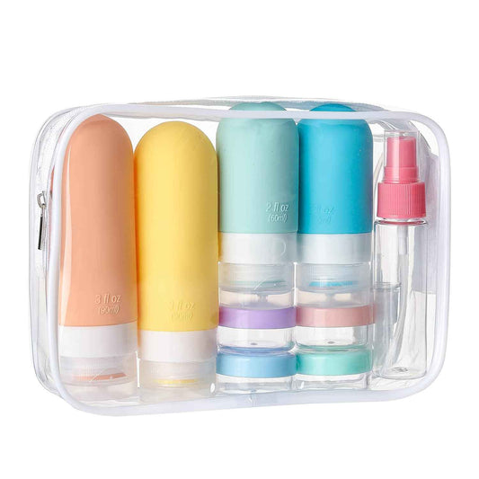 TrailHive Travel Bottles Kit - Birthday Gift for Mom, Stylish Leak Proof Toiletry Set in 9 Colors