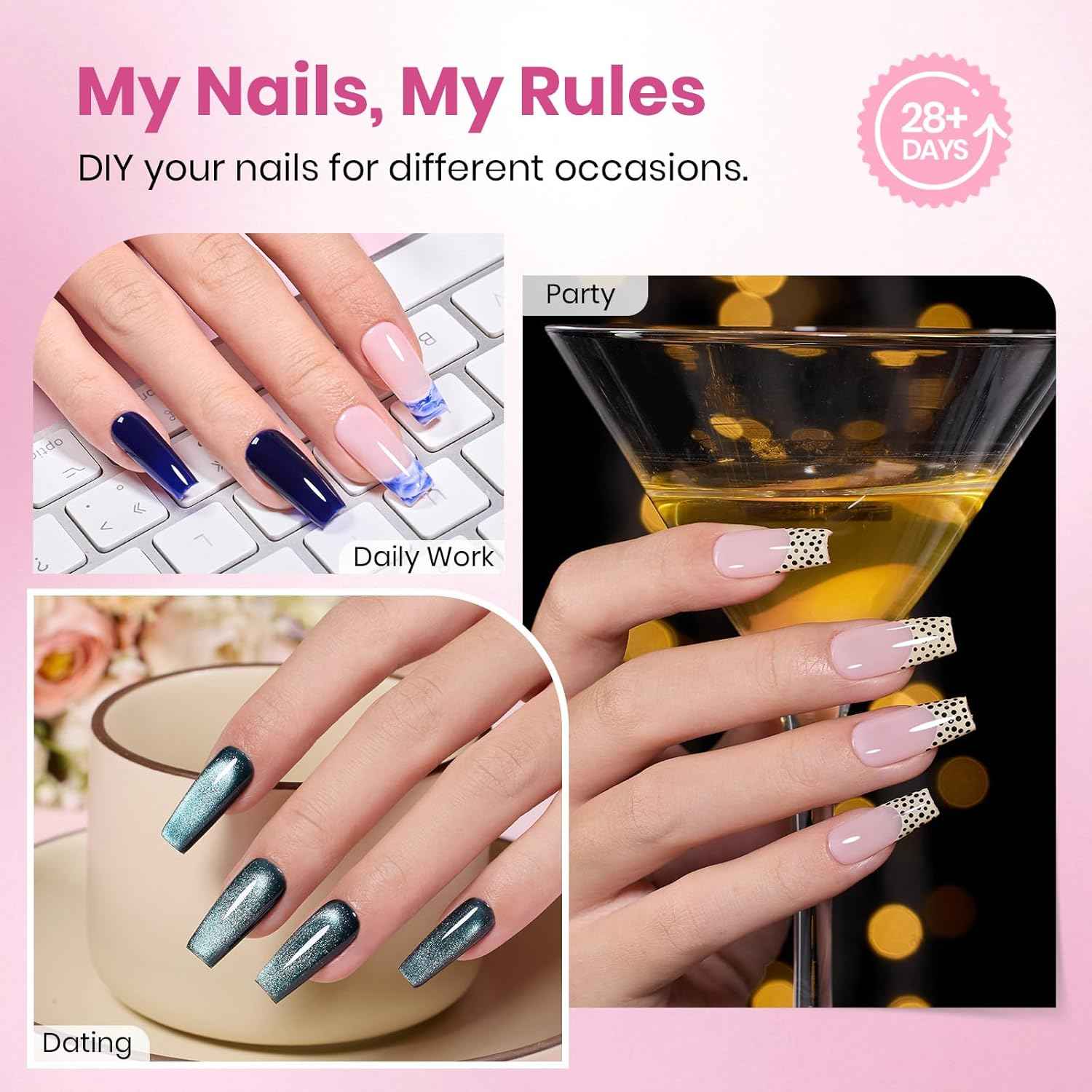 Beetles Gel Nail Tips Flat-X – At-Home Nail Care Ritual for Mindful Sunday Reset, Low-Odor Coffin Press-Ons for Sensitive Natural Nails