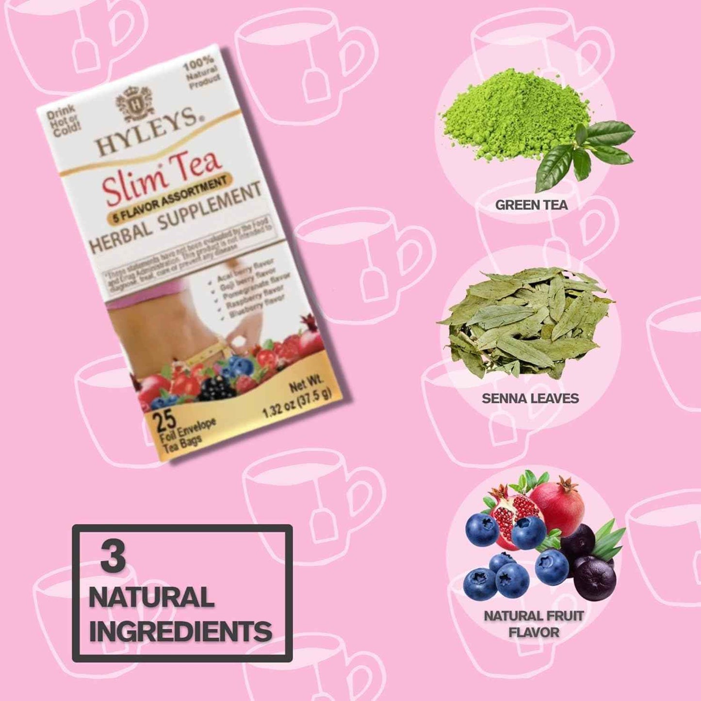 Hyleys Slim Tea 5 Flavor Assortment – Nightly Bedtime Detox Ritual for Women Pursuing Weight Loss and Body Shaping
