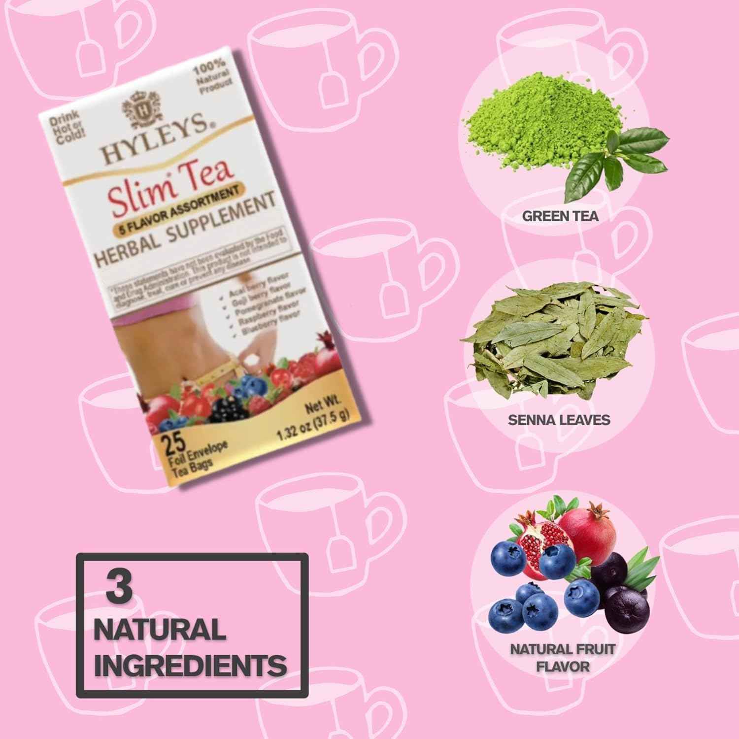 Hyleys Slim Tea 5 Flavor Assortment – Nightly Bedtime Detox Ritual for Women Pursuing Weight Loss and Body Shaping