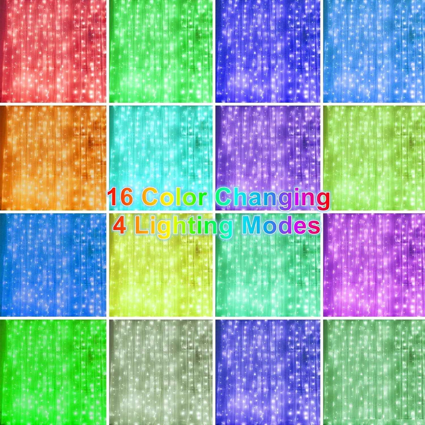 HOME LIGHTING Curtain Lights 300 LED – Thoughtful Housewarming Gift for Women, 16 Colors with Remote