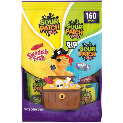 SOUR PATCH KIDS & SWEDISH FISH Halloween Candy Variety Pack – Kid-Friendly Individually Wrapped Goodie Bags for Family
