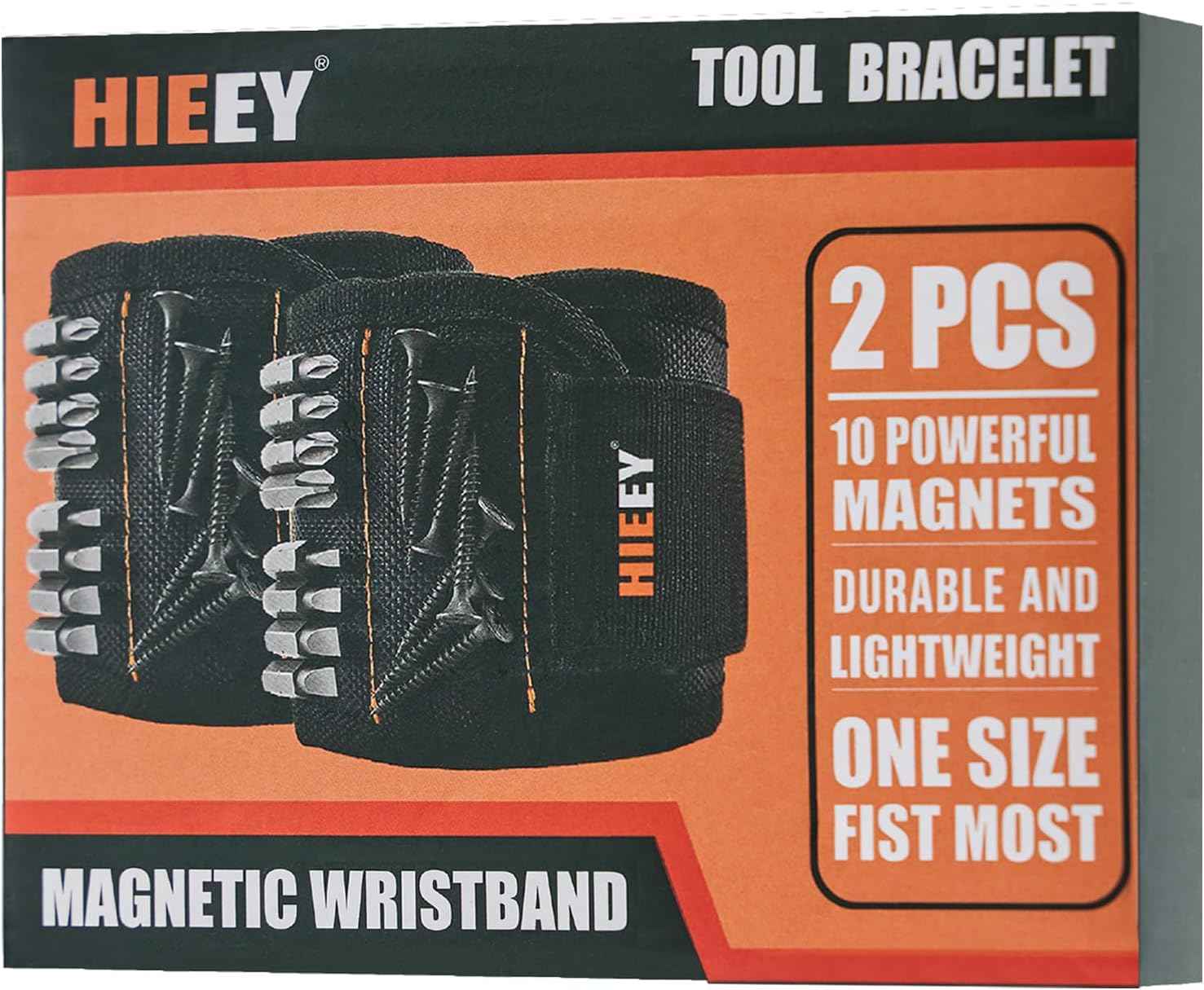 HIEEY 2 Pack Magnetic Wristband for Holding Screws – Thoughtful Birthday Gift for Dad Husband Him, Cool Stocking Stuffer Gadgets for Men Who Have Everything