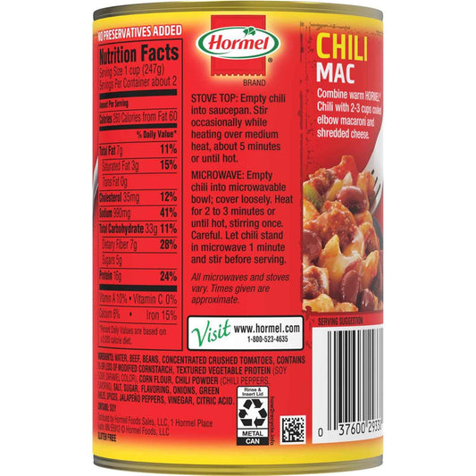 HORMEL Chunky Beef Chili with Beans — Quick Lunch for Home Office and Late-Night Study Sessions