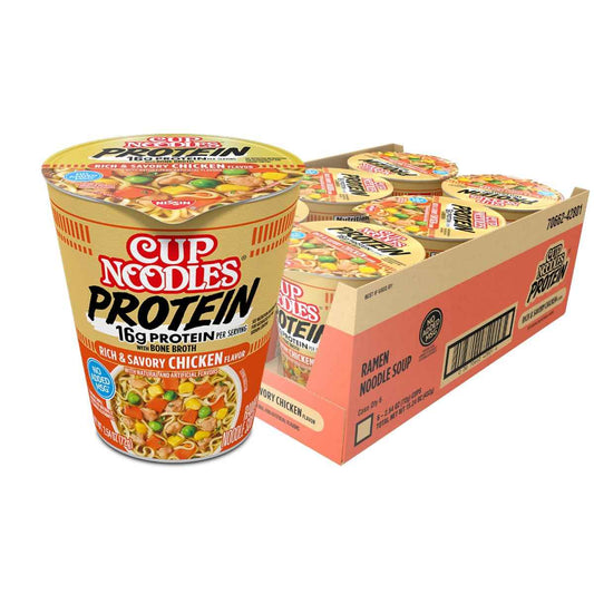 Nissin Cup Noodles Protein Ramen – Portable Hot Meal for Camping and Road Trip Stops