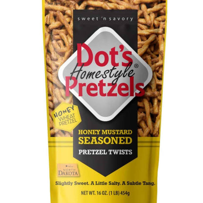 Dot's Pretzels Honey Mustard Seasoned Pretzels – Kid-Friendly Crunchy Snack for Lunchboxes, Playdates, and Road Trips, 16oz Bag