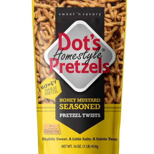 Dot's Pretzels Honey Mustard Seasoned Pretzels – Kid-Friendly Crunchy Snack for Lunchboxes, Playdates, and Road Trips, 16oz Bag