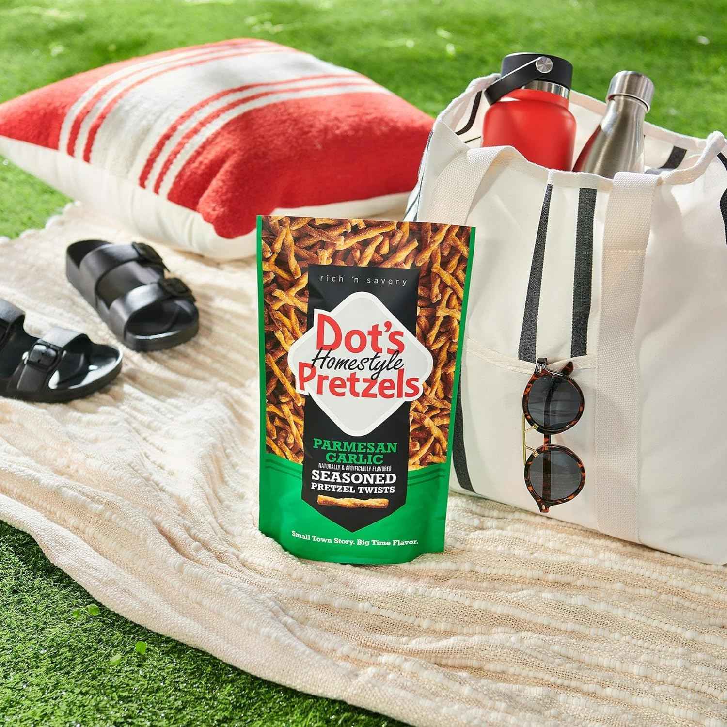 Dot's Pretzels Parmesan Garlic Pretzel Twists – Tailgate and Patio Snack for Game Day Outdoor Gatherings, 16oz Resealable Bag
