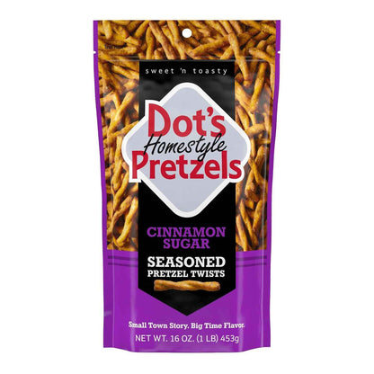 Dot's Pretzels Cinnamon Sugar Twist – Family-Size Resealable Bag for Lunchboxes and After-School Snacking
