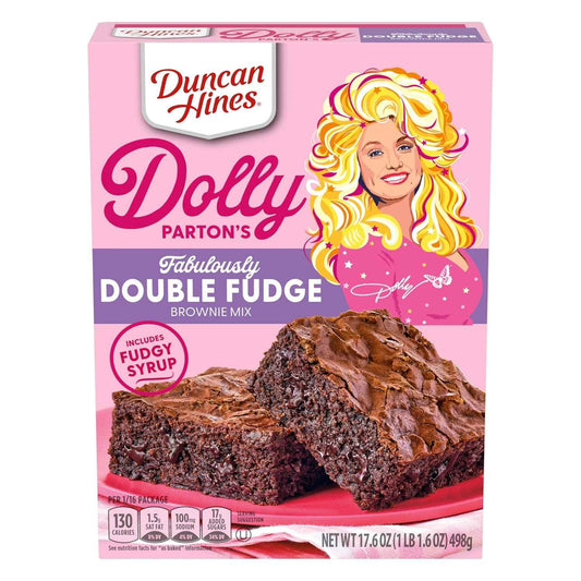 Duncan Hines Dolly Parton Brownie Mix Fabulously Double Fudge – Quick Study Break Dessert for Home Office and Dorm Rooms, 17.6 oz
