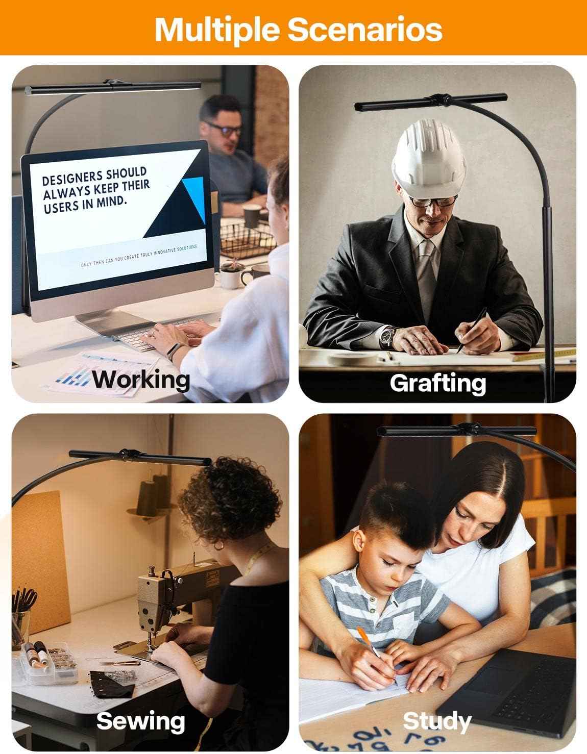 ACNCTOP Architect Task Lamp for Remote Work - 17-Inch Wide LED Bar with 360° Gooseneck for Monitor Desk and Workbench Setup