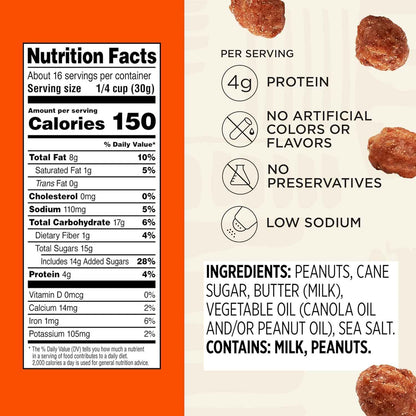 Snak Club Toffee Peanuts – Road Trip Snack for Travelers, Resealable 17 oz Pouch of Praline Toffee Peanuts