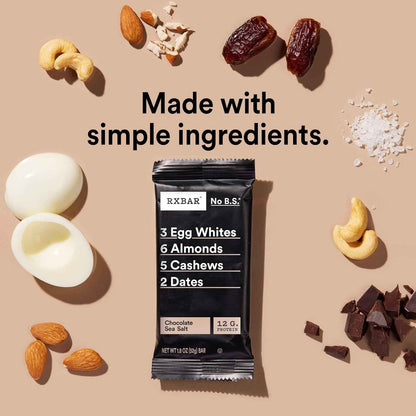 RXBAR Chocolate Sea Salt Protein Bars – Clean-Ingredient Snack for Mindful Wellness Routines, 10-Count Box