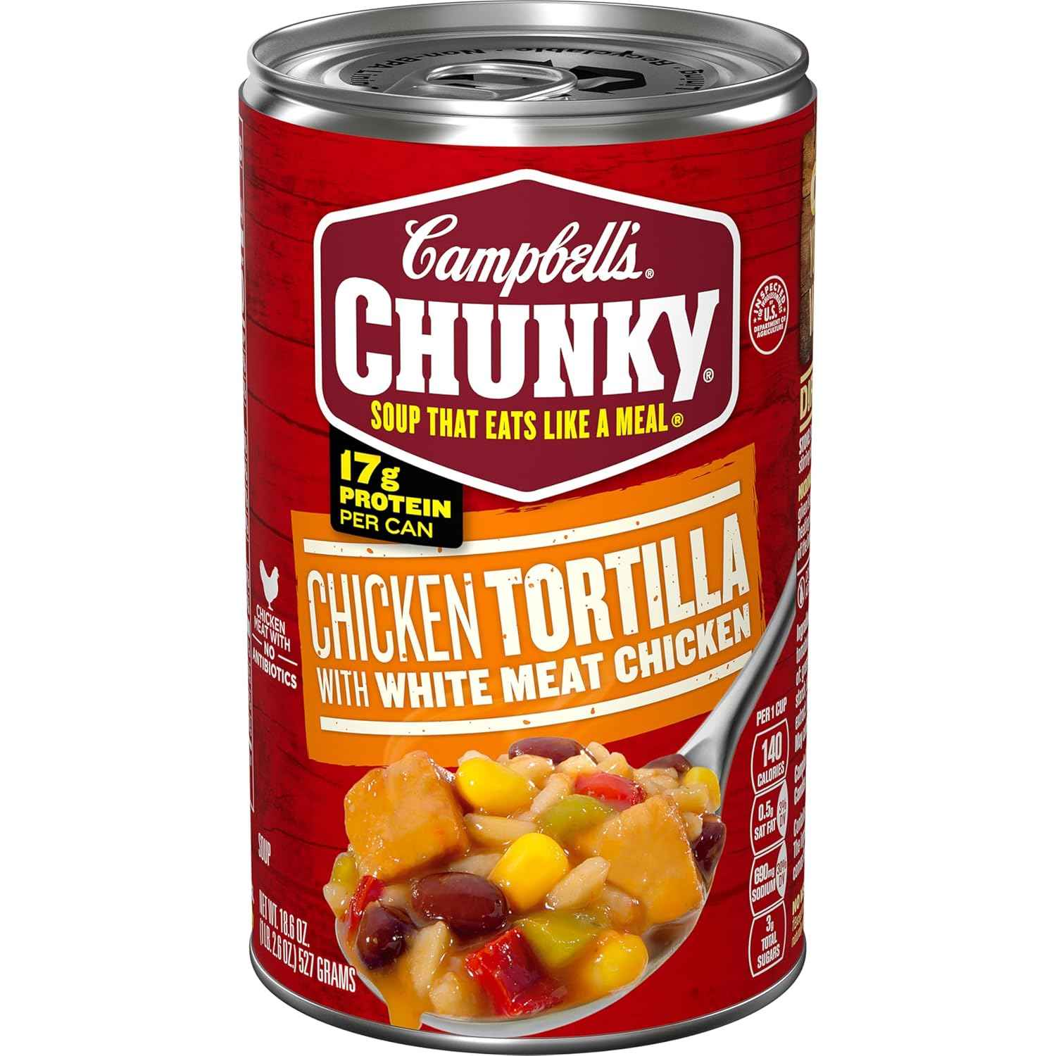 Campbell's Chunky Chicken Tortilla Soup — Easy Heat-and-Eat After-School Dinner for Families, 18.6 Oz Can