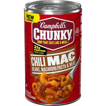 Campbell's Chunky Chili Mac, 18.8 oz Can – High-Protein Heat-and-Eat Meal for Late-Night Shift Workers